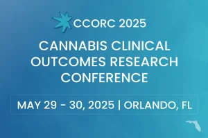 Promotional graphic for the Cannabis Clinical Outcomes Research Conference (CCORC 2025), taking place May 29-30, 2025 in Orlando, Florida.