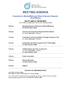 Front page of the board meeting agenda for October 13, 2025.