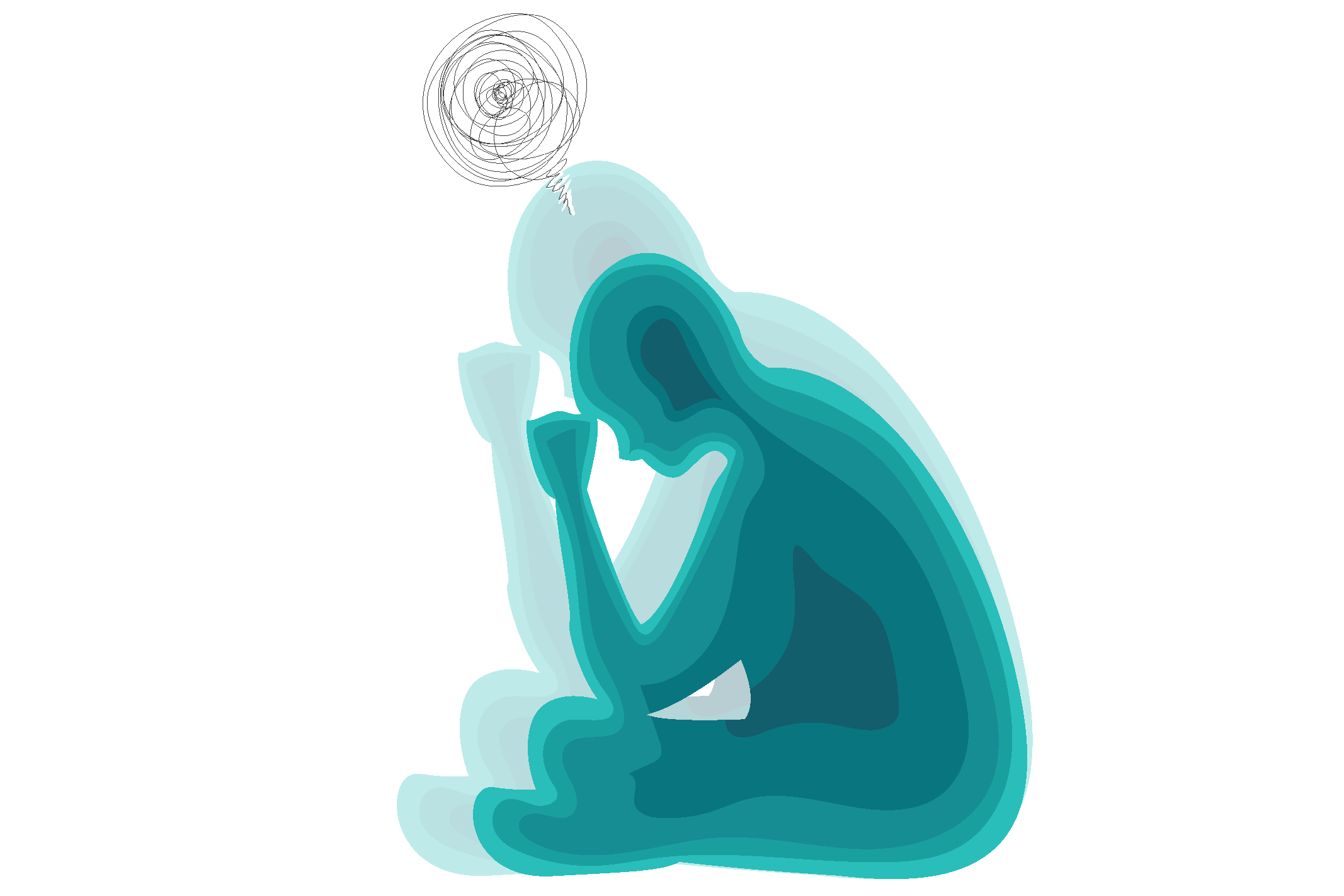 Silhouette of a person with scribbles over their head to signify PTSD.