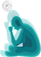 A silhouette of a person with scribbles over their head to signify PTSD.