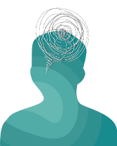 A silhouette of a person with scribbles over their head to signify anxiety.