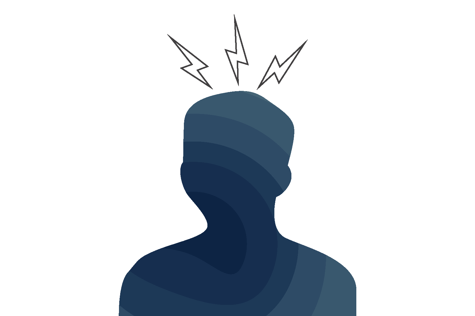 Silhouette of a person with bolts over their head to signify a seizure.
