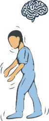 Illustration of a person shaking experiencing Parkinson's disease.