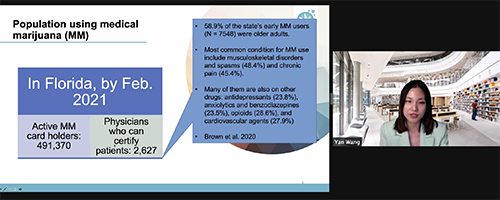 Dr. Wang on Zoom for a chronic pain and medical marijuana webinar