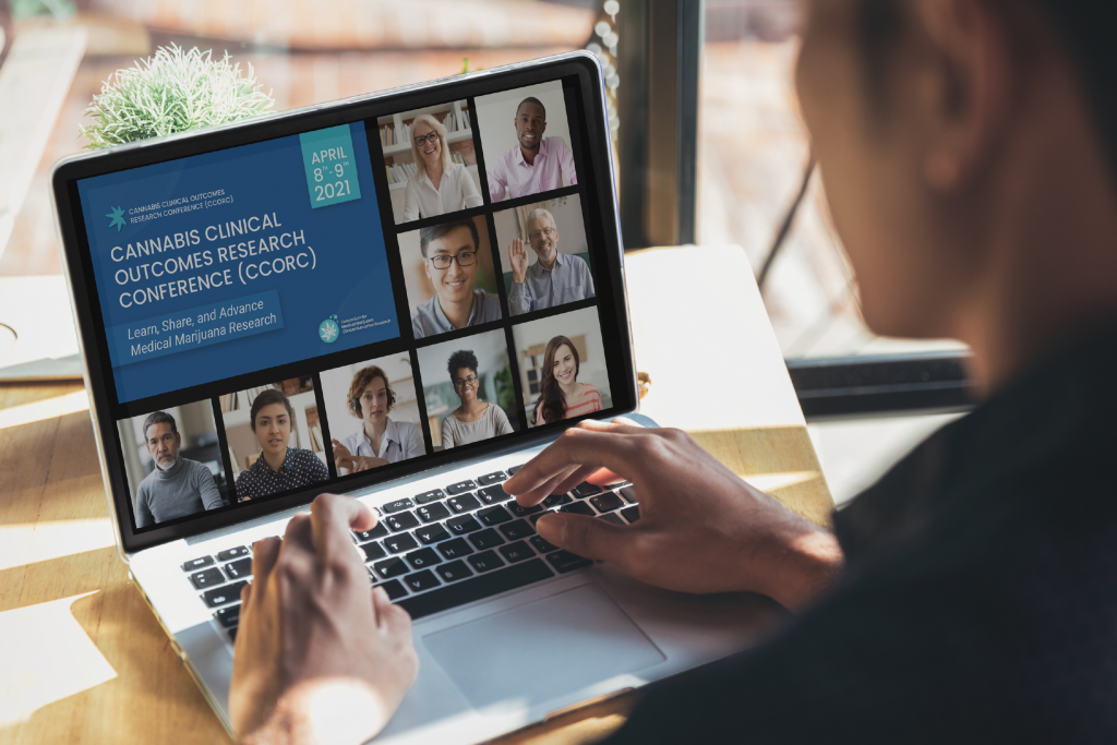 Person on laptop in a virtual meeting